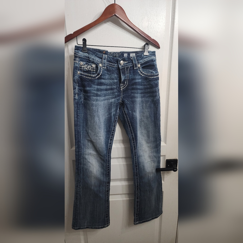 Miss Me Embellished Blue Straight Babyboot Jeans